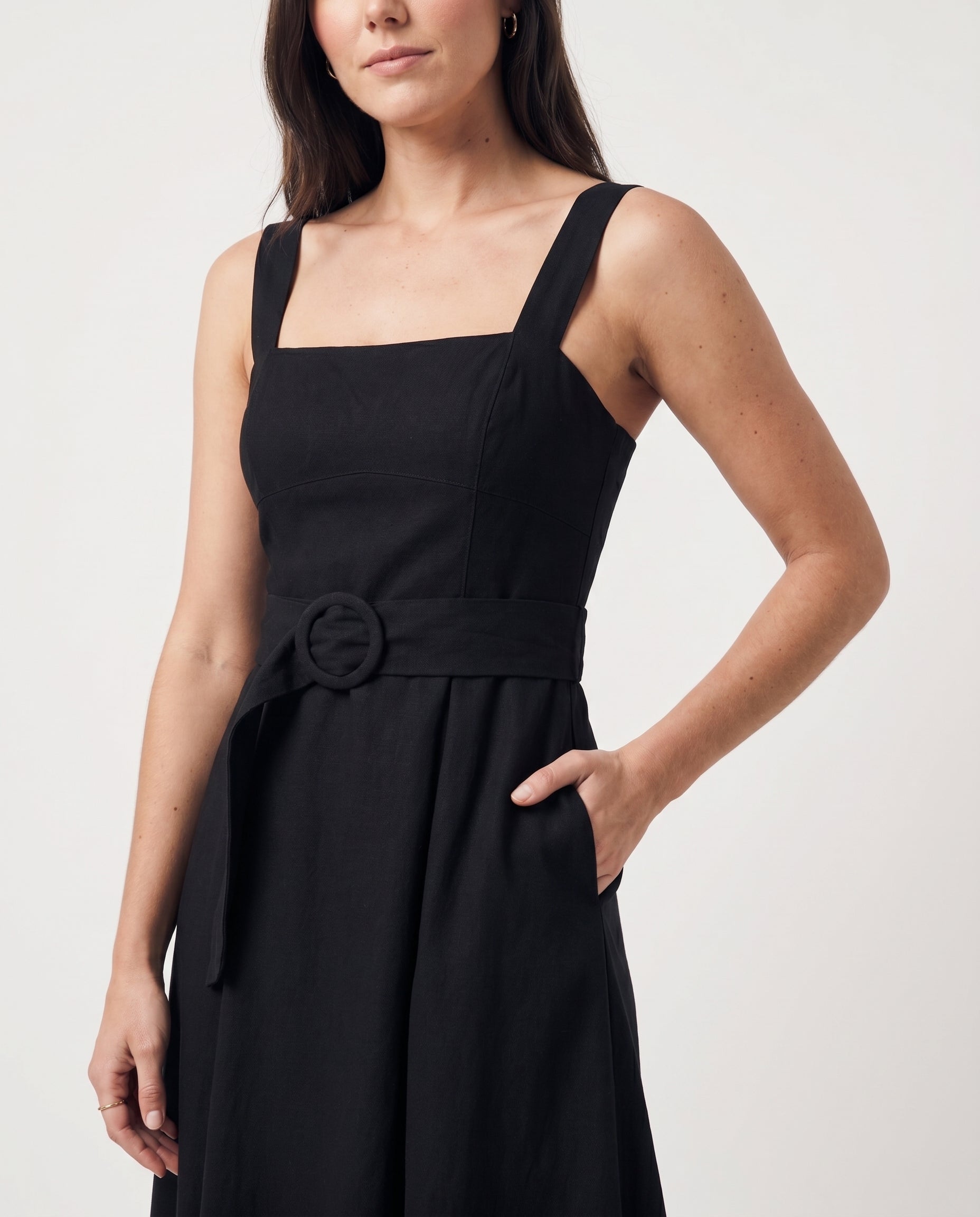 Square Neck Maxi Dress Black