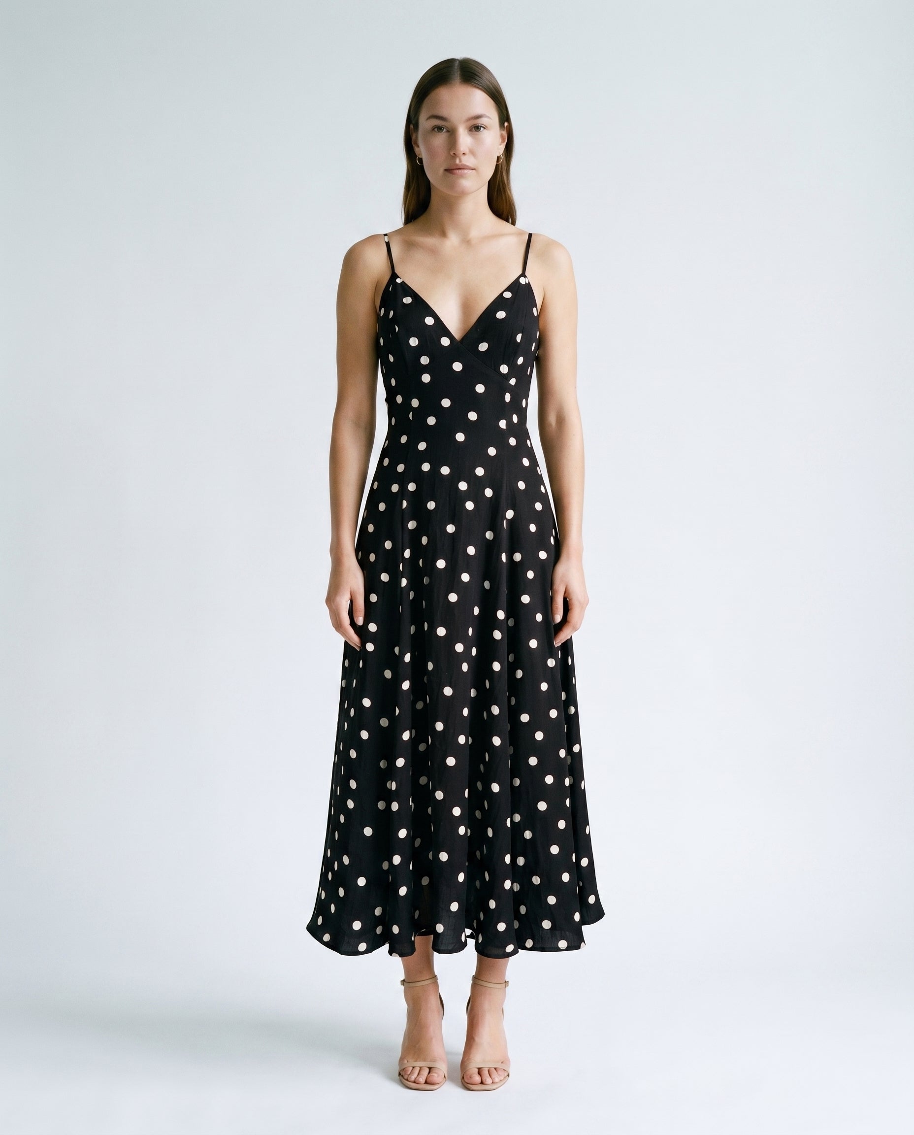 Classic Polka Dot Summer Dress Black Polka Dots