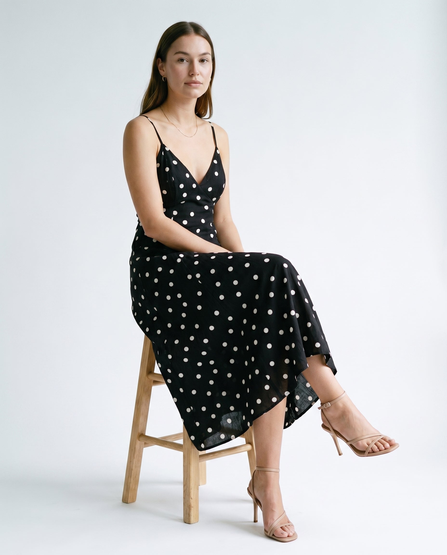 Classic Polka Dot Summer Dress Black Polka Dots