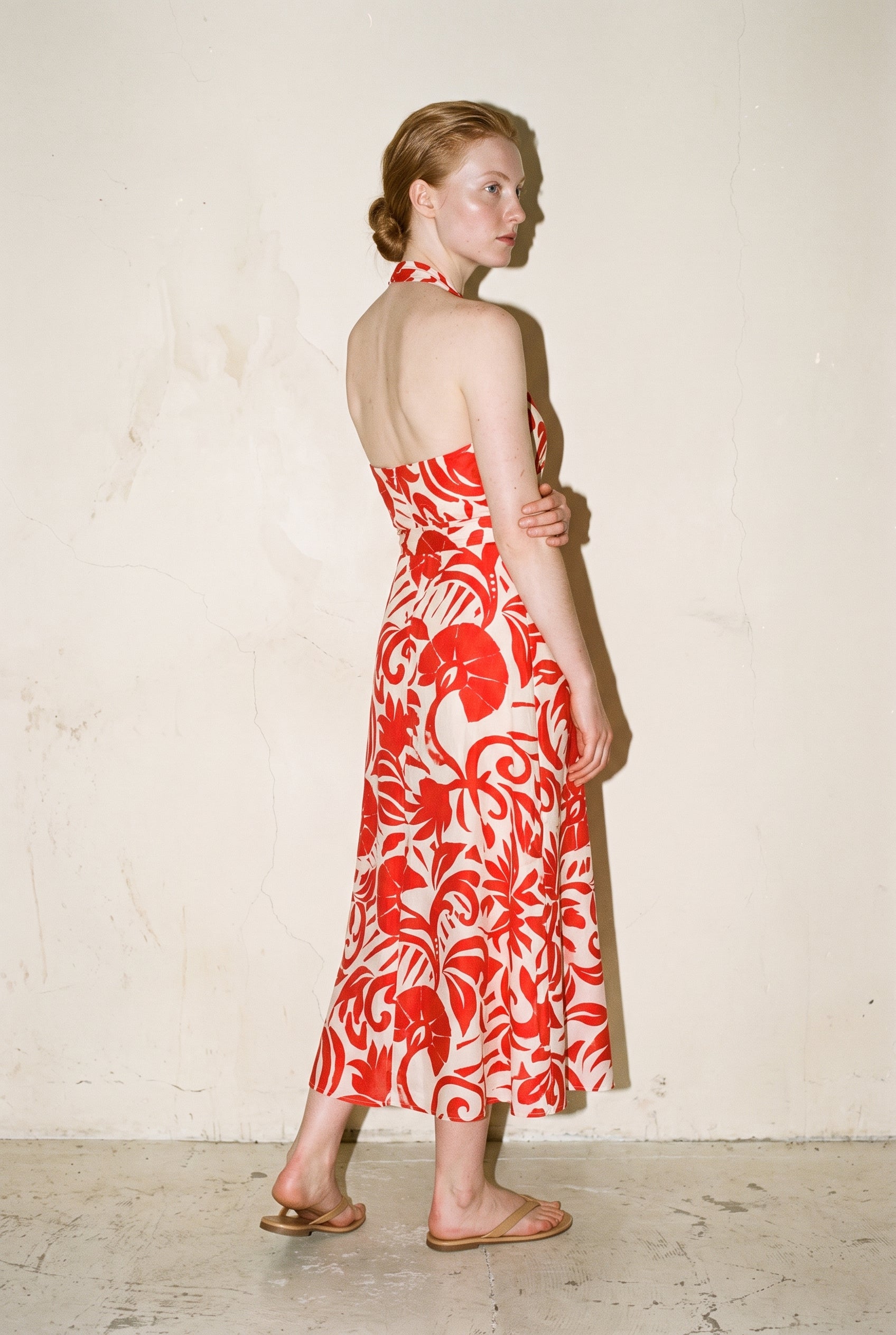 Cross Back Band Midi Dts Ivory/Red