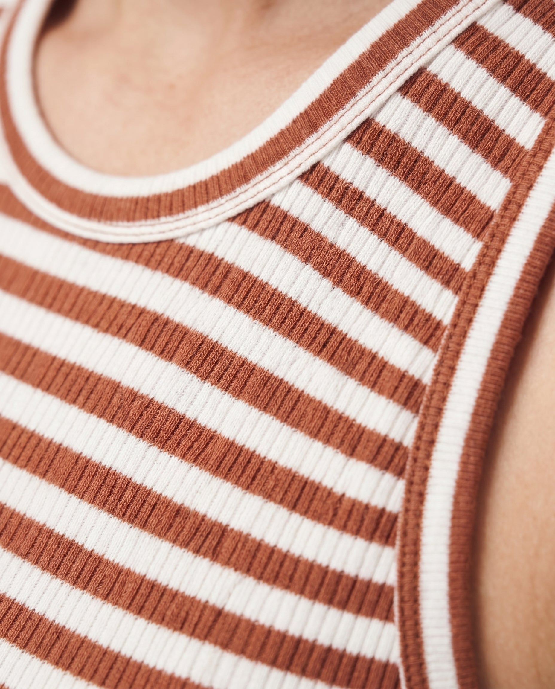 Striped Ribbed Tank Dress Brick