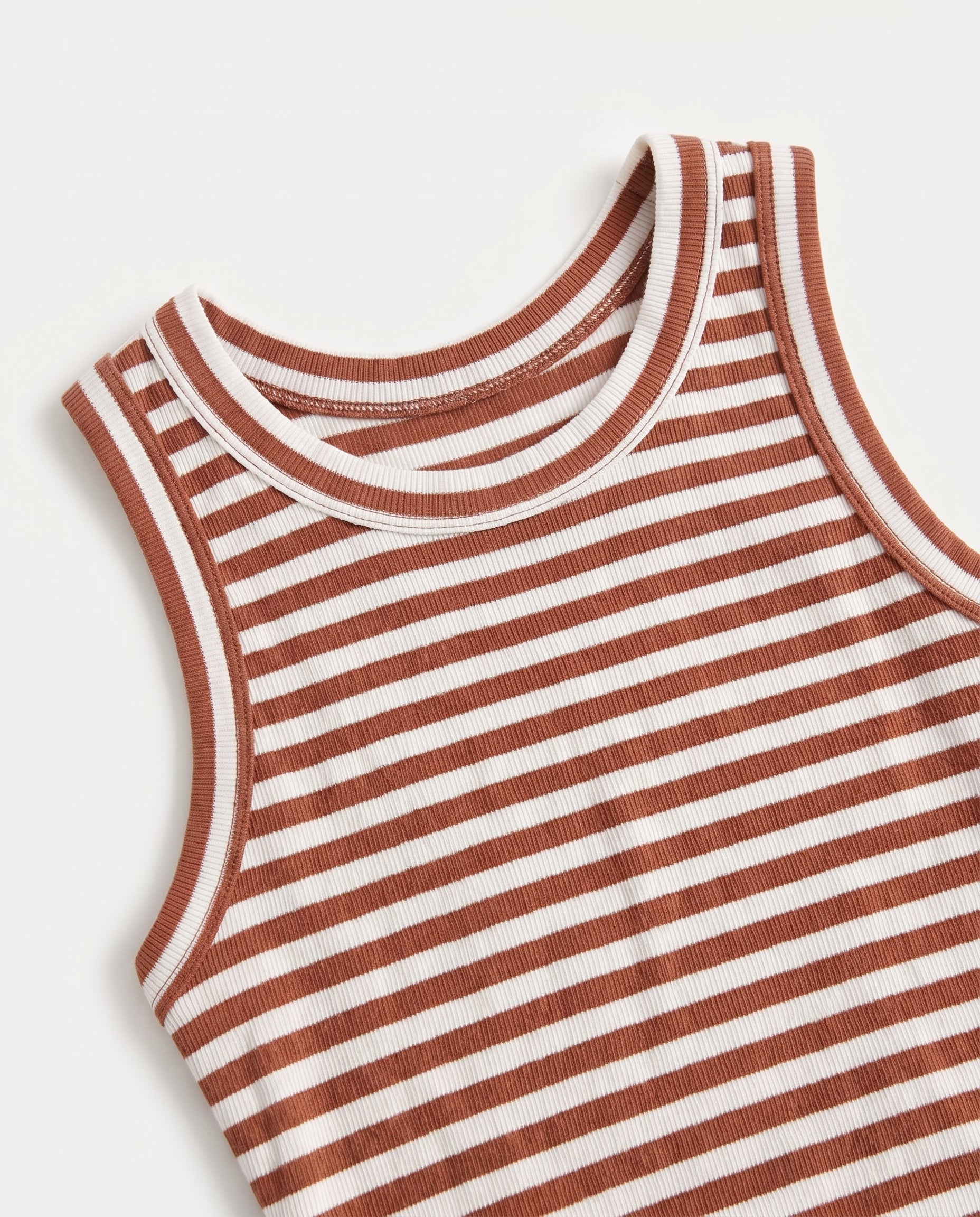 Striped Ribbed Tank Dress Brick