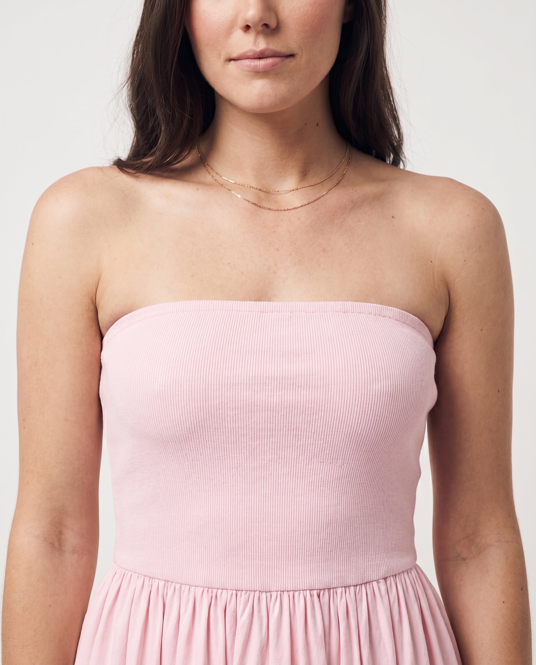 Strapless Flowy Mini Dress Soft Pink