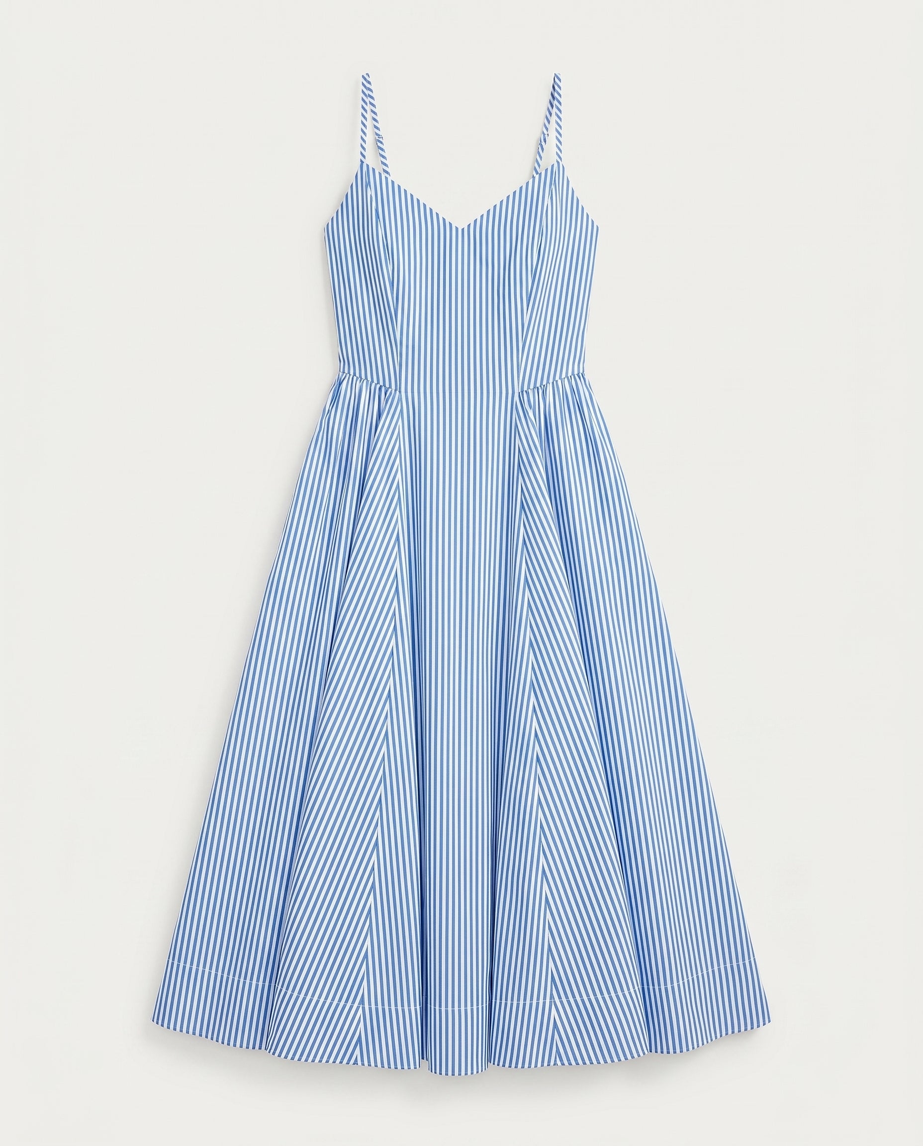 Capri Lines Gathered Hip Midi Dress Blue/White