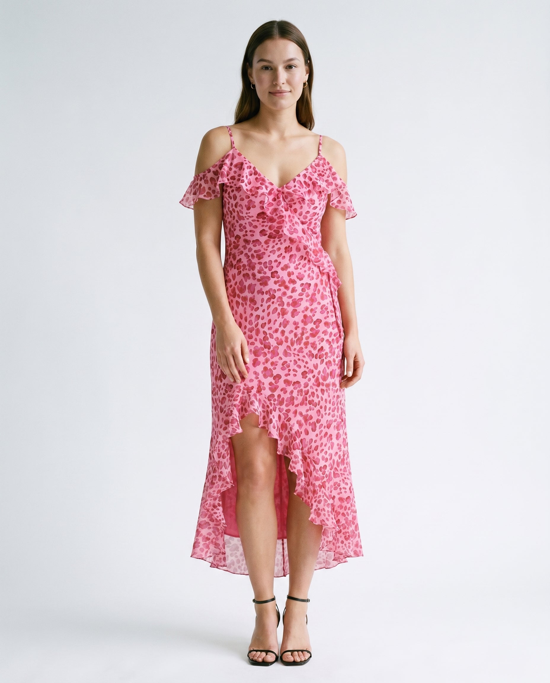 Animal Asymmetrical Ruffled Maxi Dress LOVE POTION