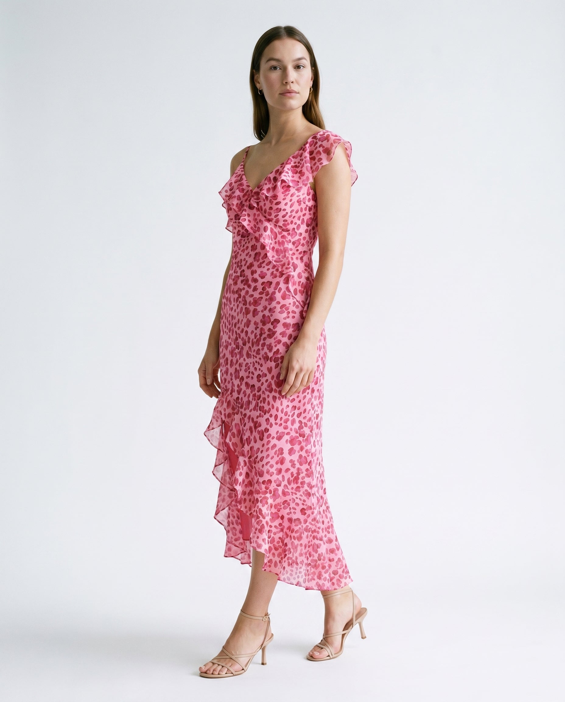 Animal Asymmetrical Ruffled Maxi Dress LOVE POTION