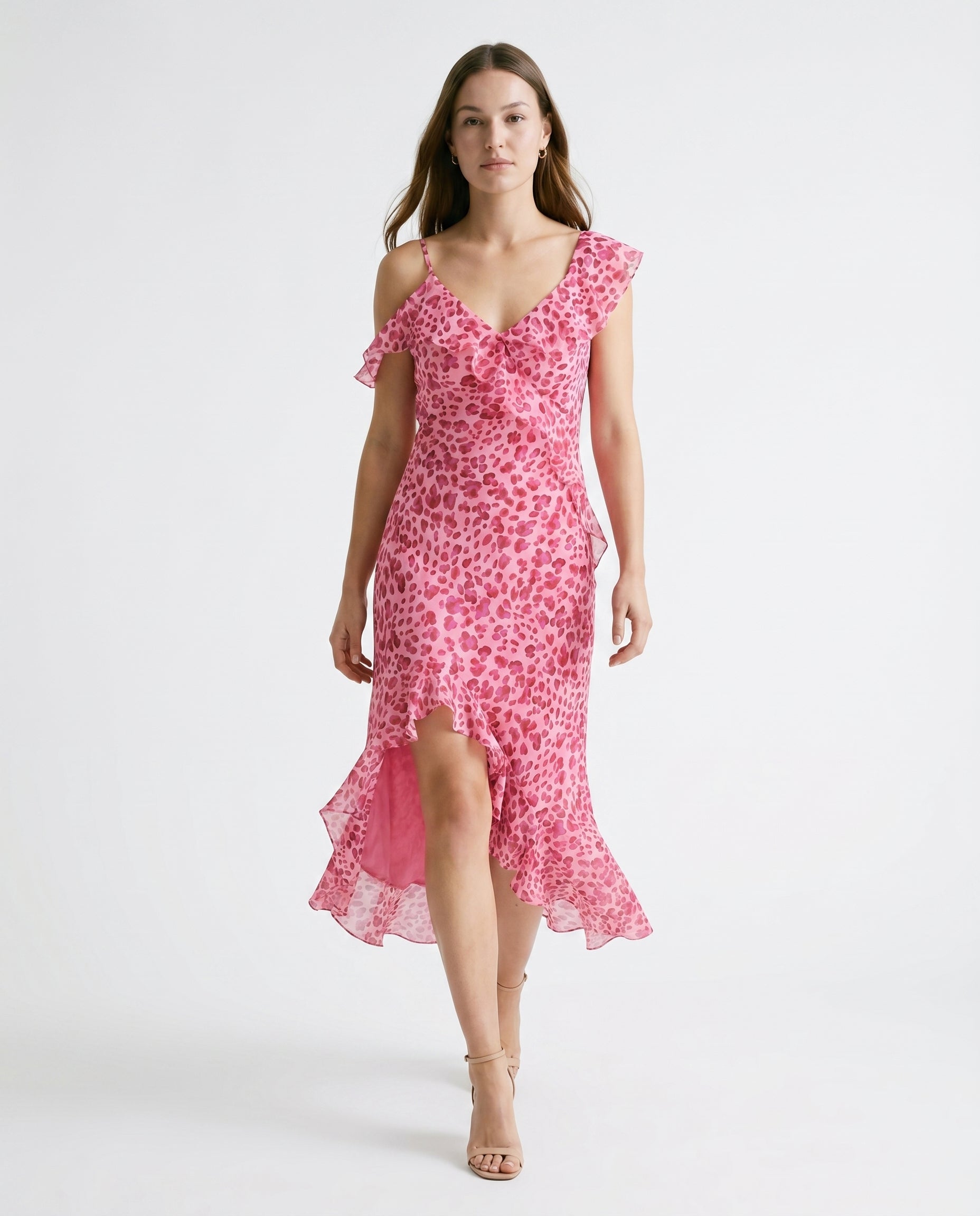 Animal Asymmetrical Ruffled Maxi Dress LOVE POTION