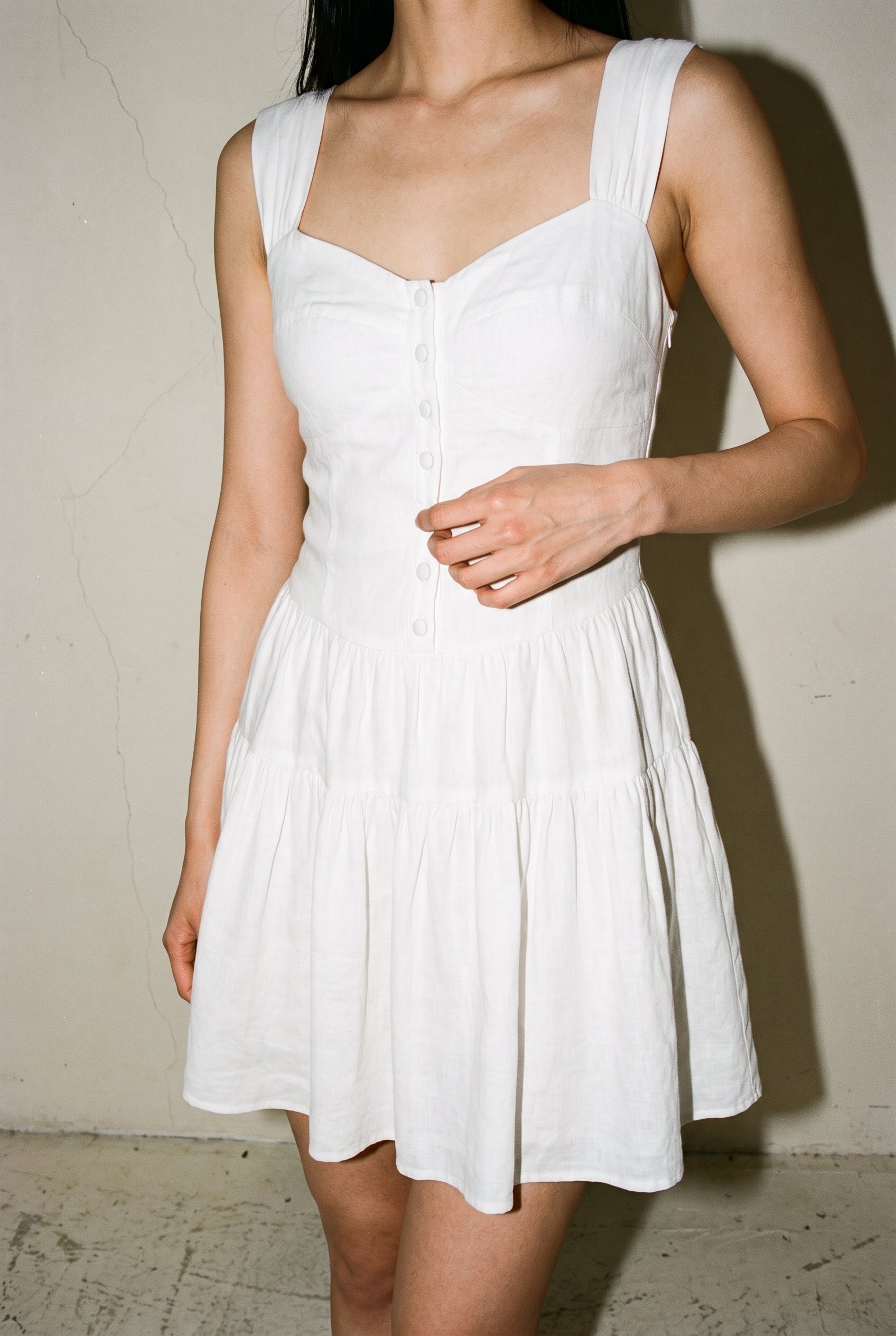 Button Down Sleeveless Romper Cream