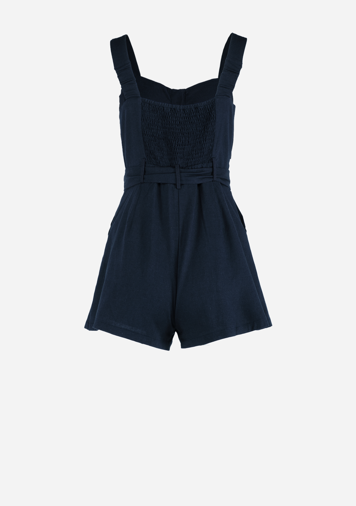Heaven Sent Button Down Romper Navy