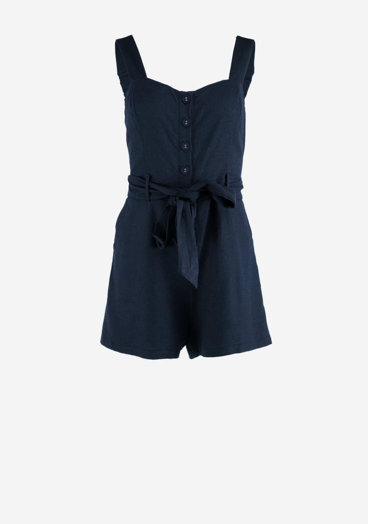 Heaven Sent Button Down Romper Navy