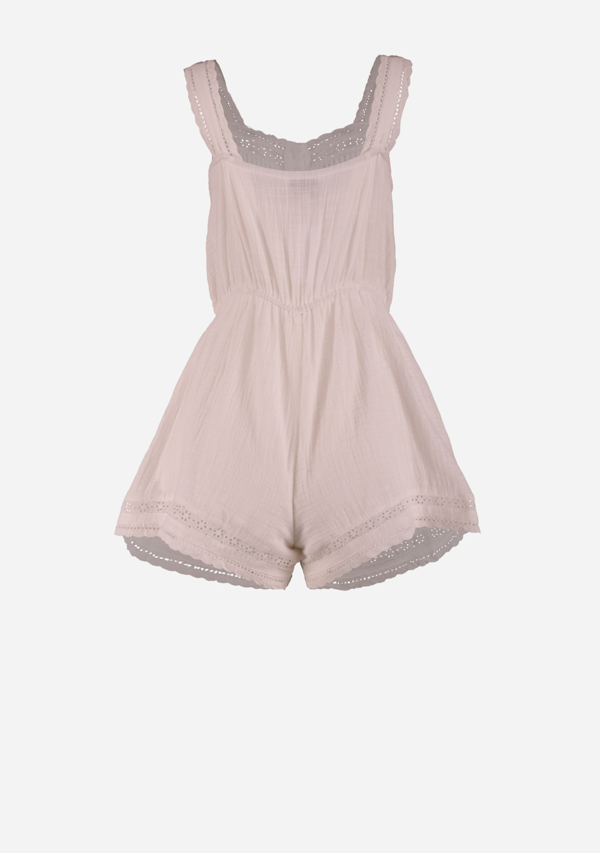 Lace Trim Romper Off White