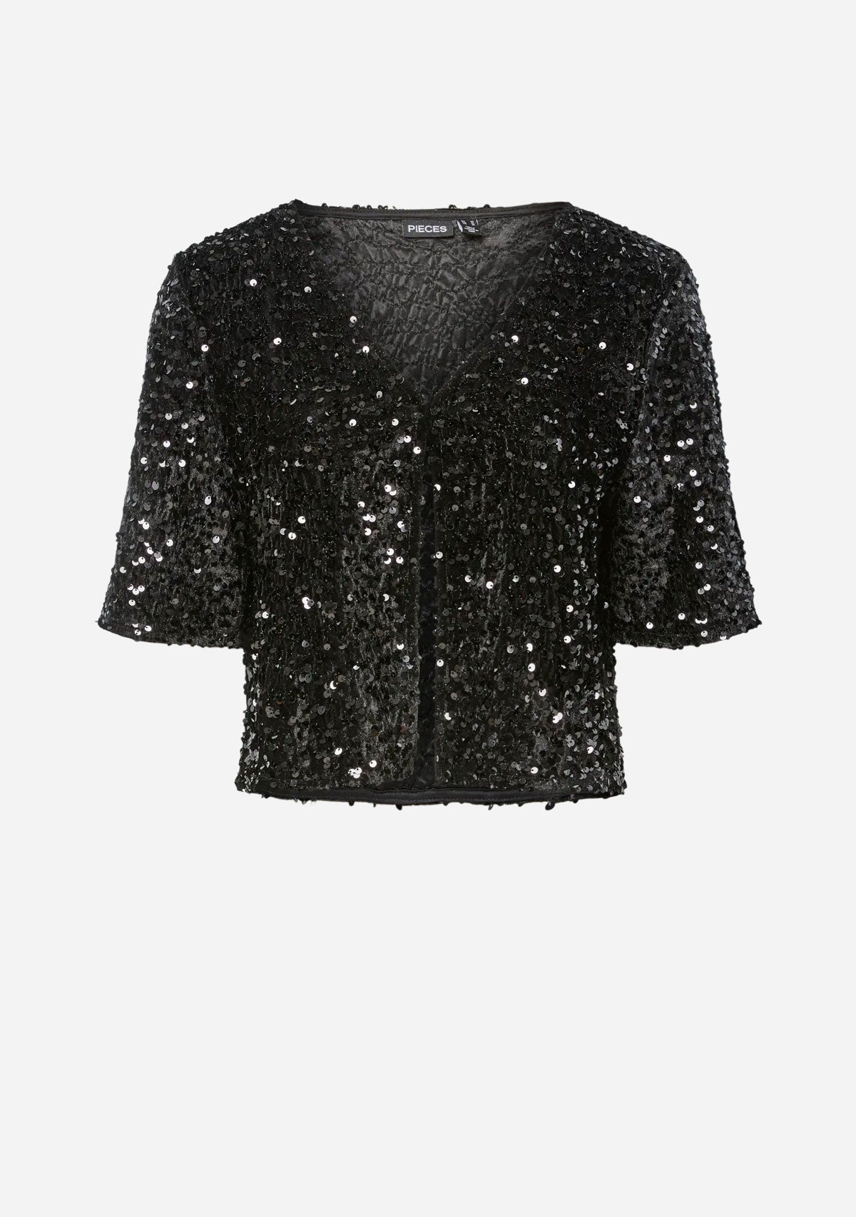 PCKam 2/4 Cardigan Jrs Bc Black Black Sequins