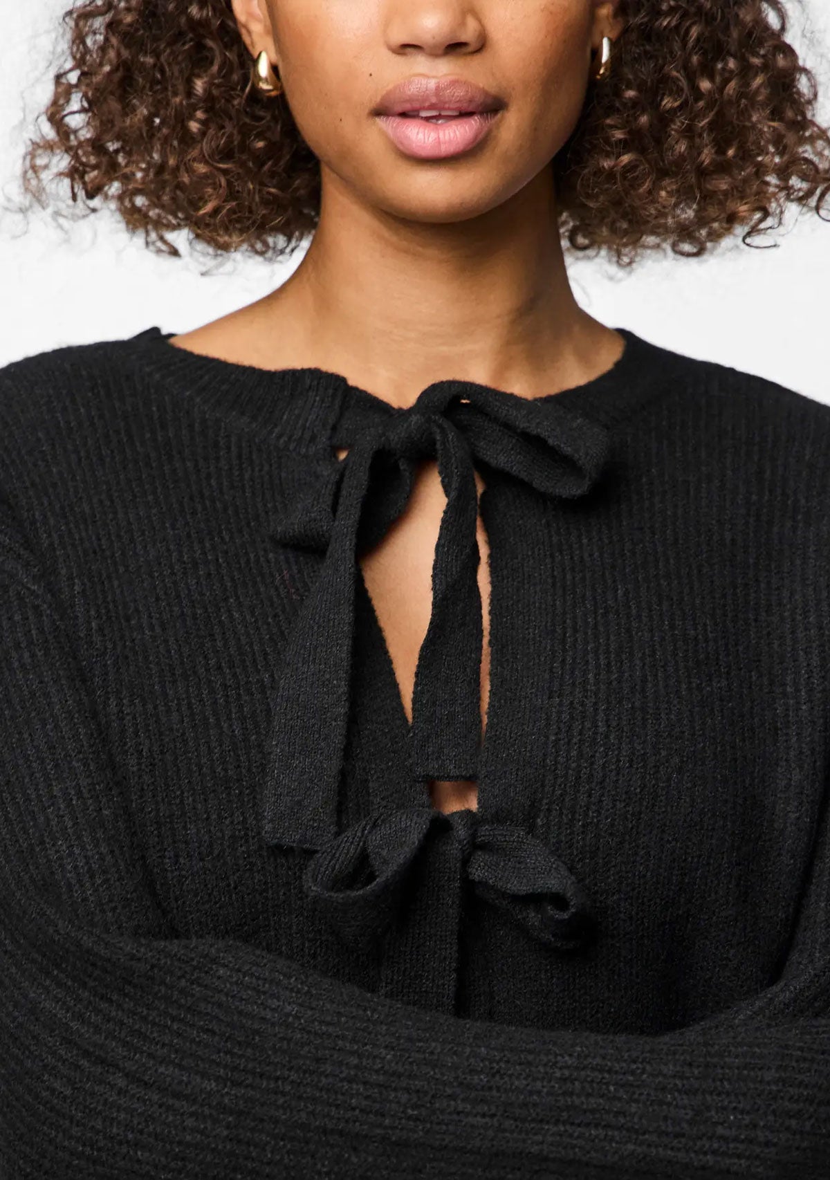 Pcsilly Ls Rev Tie Knit Noos Bc Black