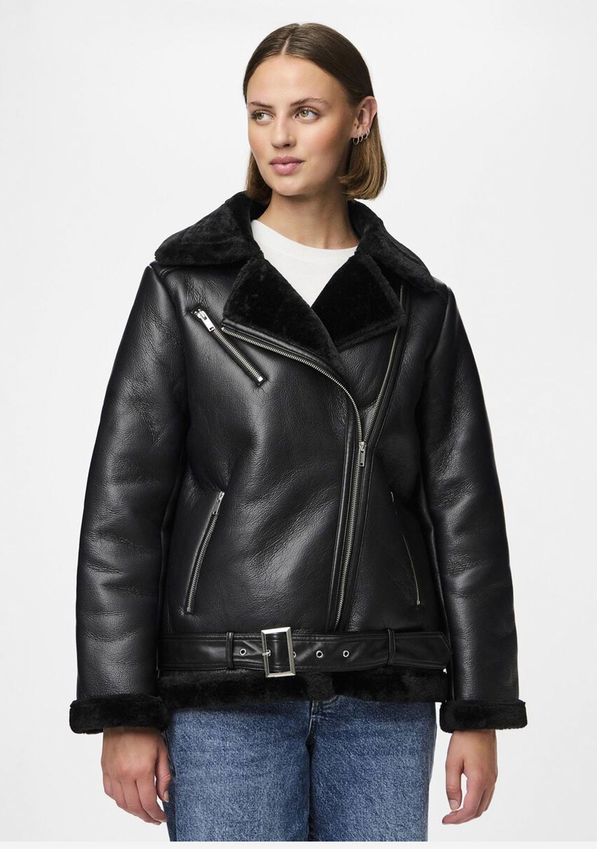 PCNora Aviator Leather Jacket