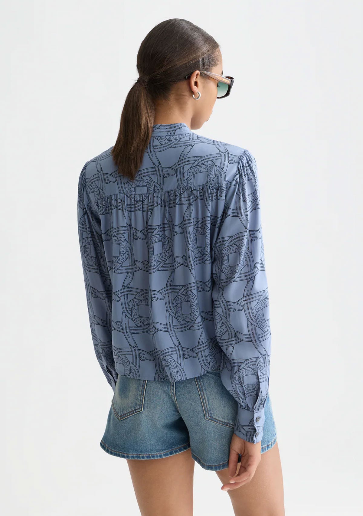 Pin Tuck Long Sleeve Shirt Horseshoe Infinity