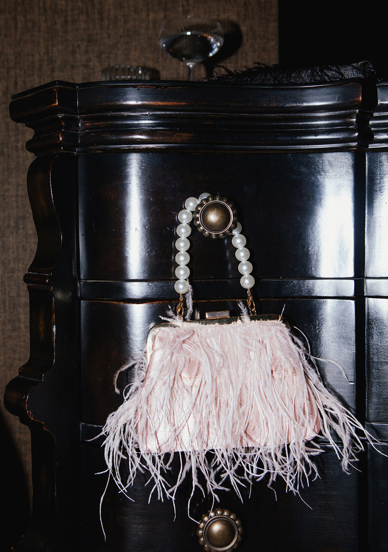 Pink Feather Clutch