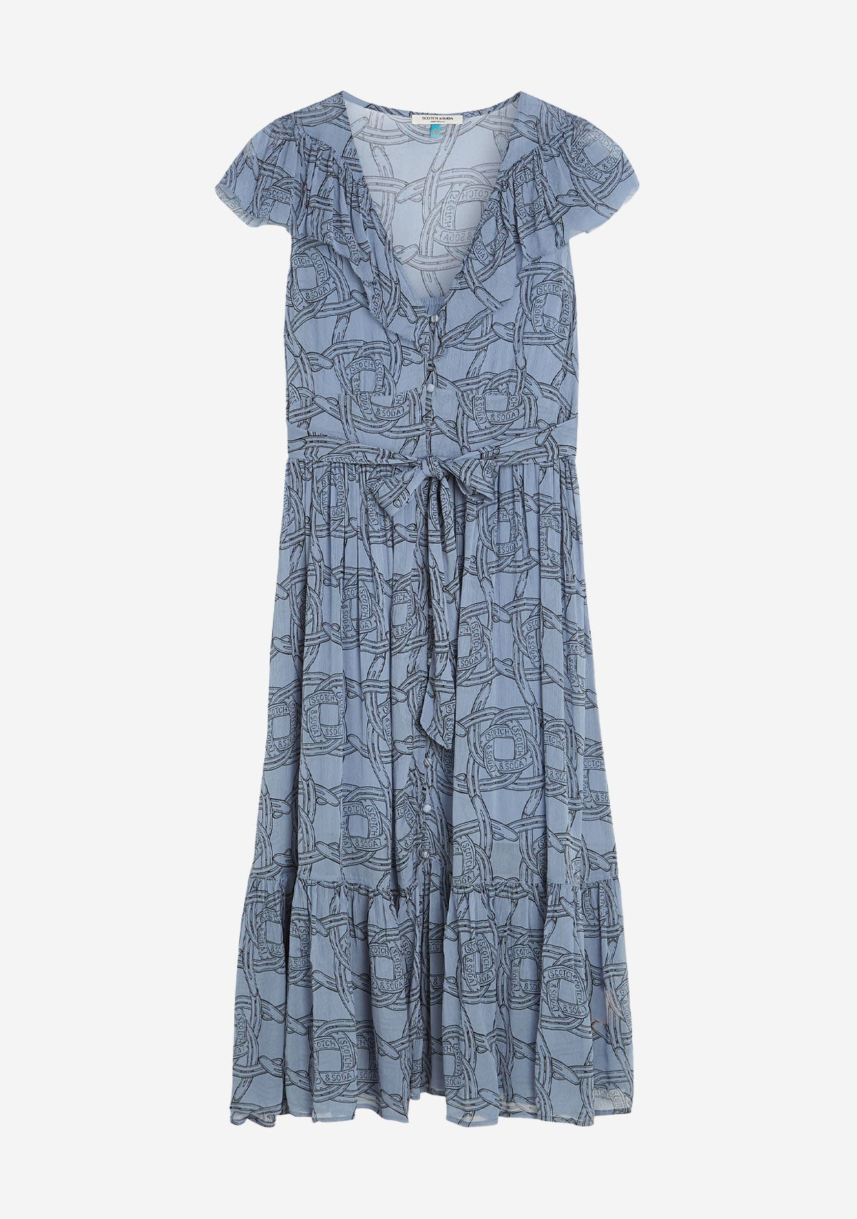 Printed Chiffon Midi Day Dress Horseshoe Infinity