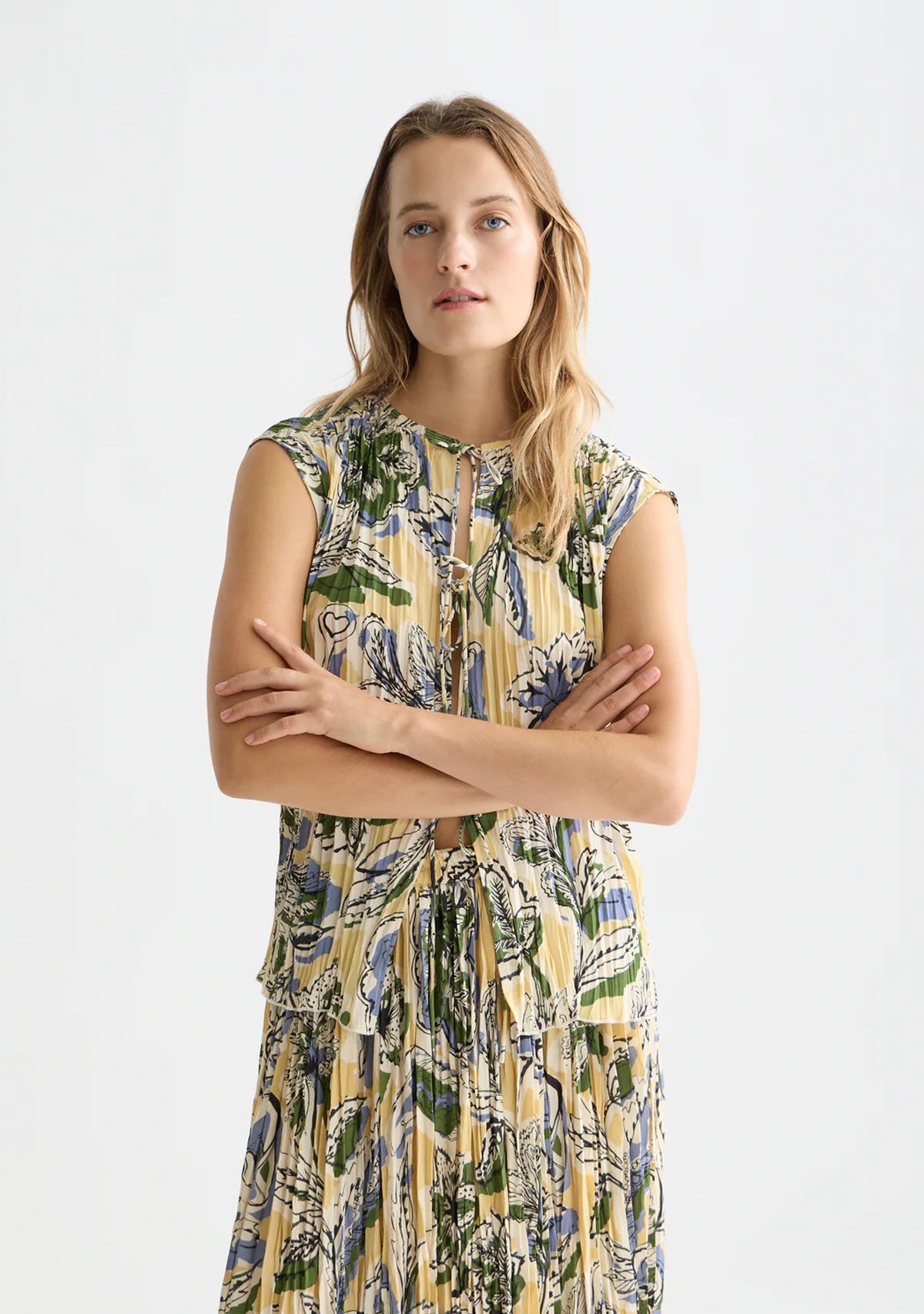 Printed Micro Pleat Top Lucky Bandana Multi Parsnip