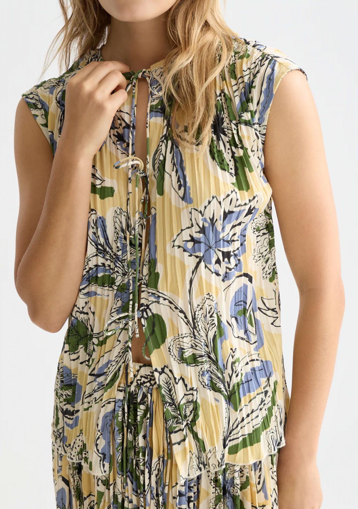 Printed Micro Pleat Top Lucky Bandana Multi Parsnip