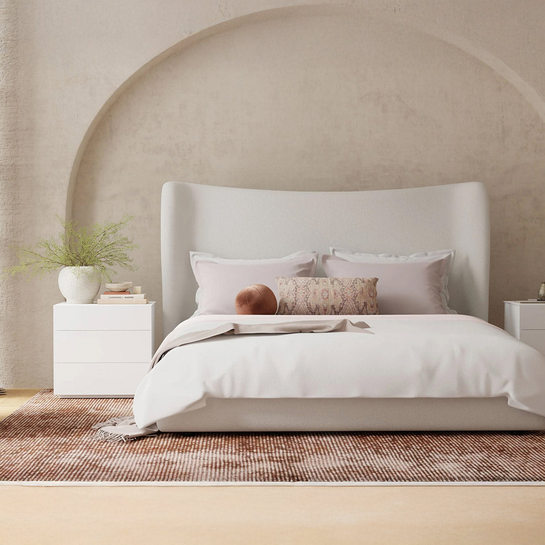 ROWE Storage  Bed King White Linen Fabric