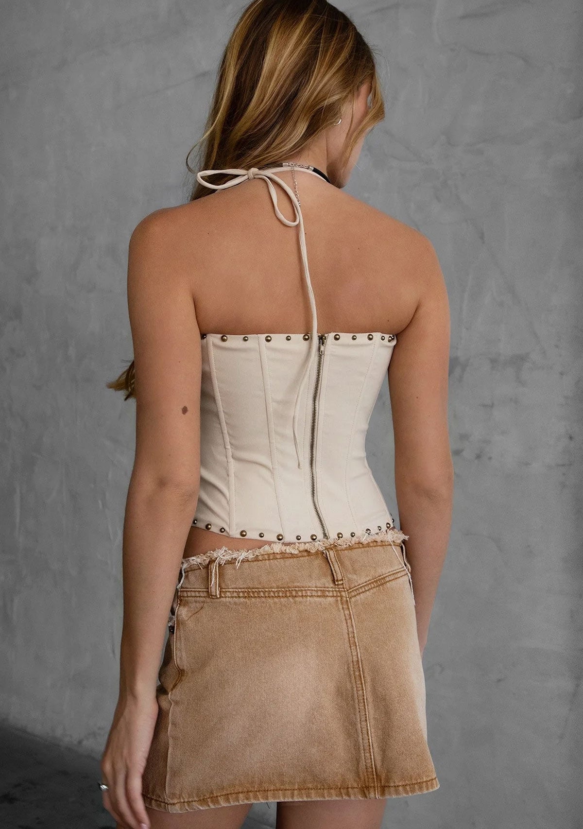 Raelynn Embroidered Western Corset Top Cream
