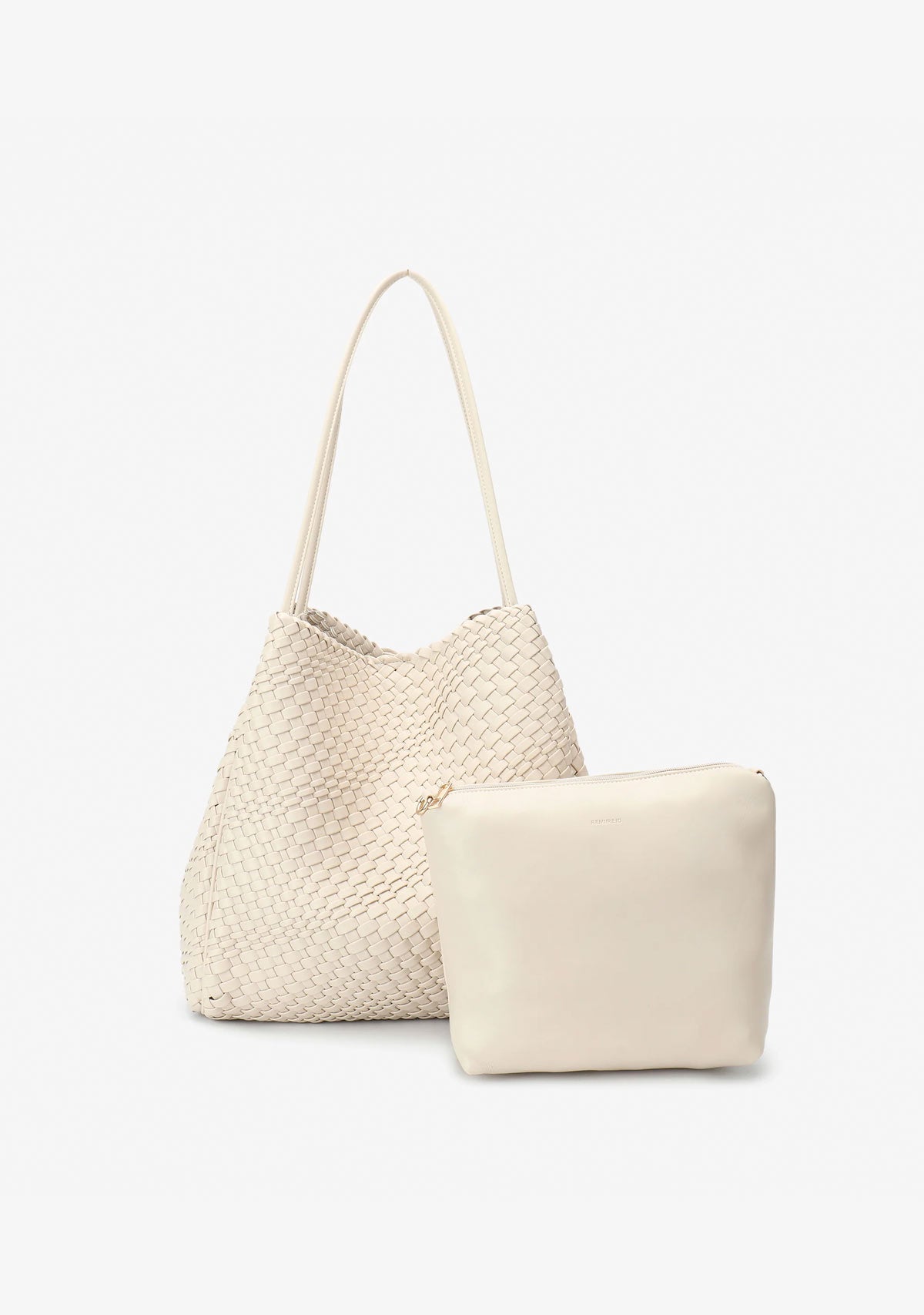 Hollace North South Tote Woven Cream