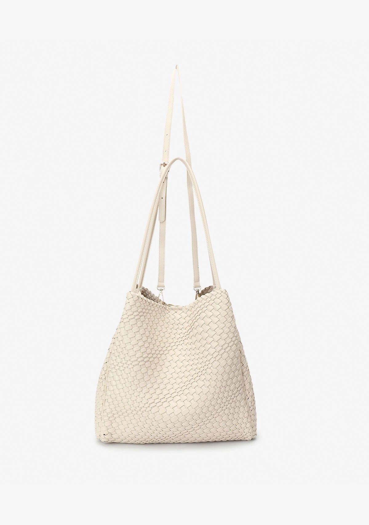 Hollace North South Tote Woven Cream