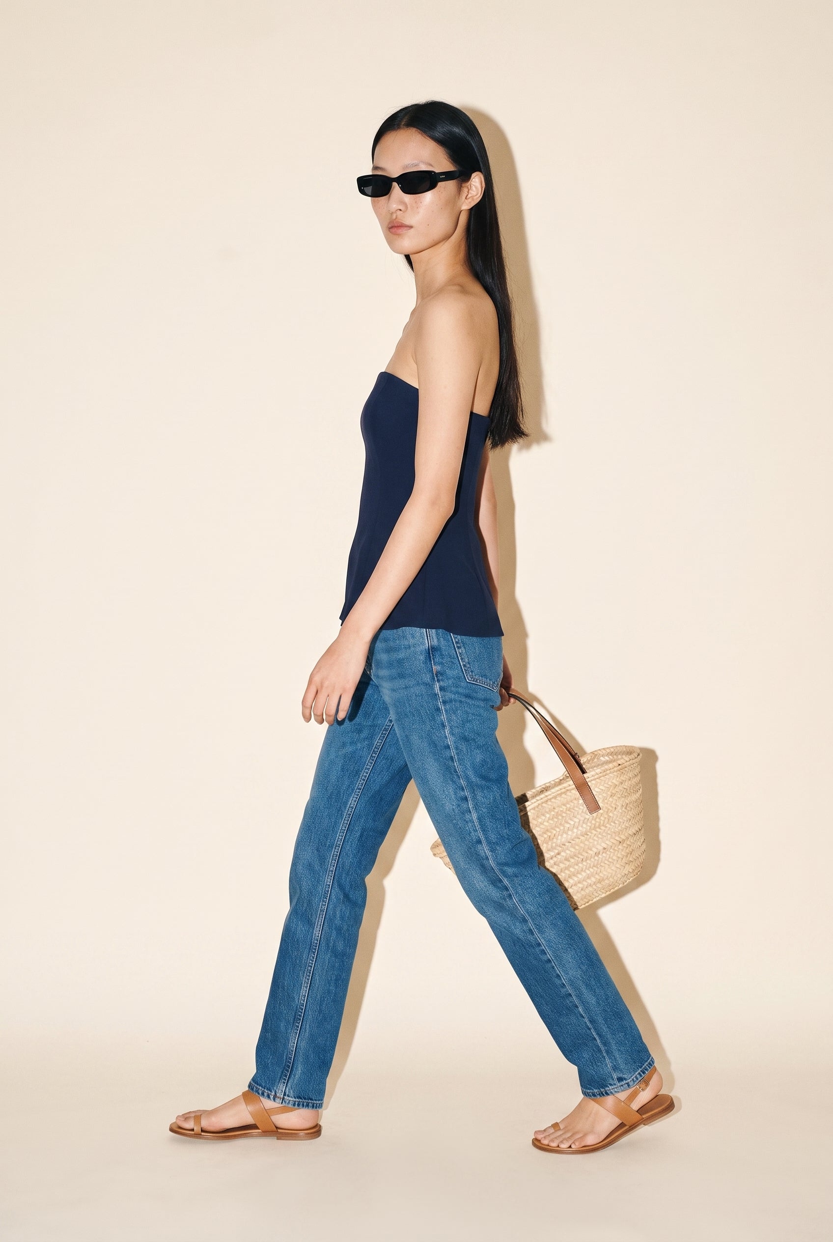 Strapless Peplum Top Navy 12 Rue Collette