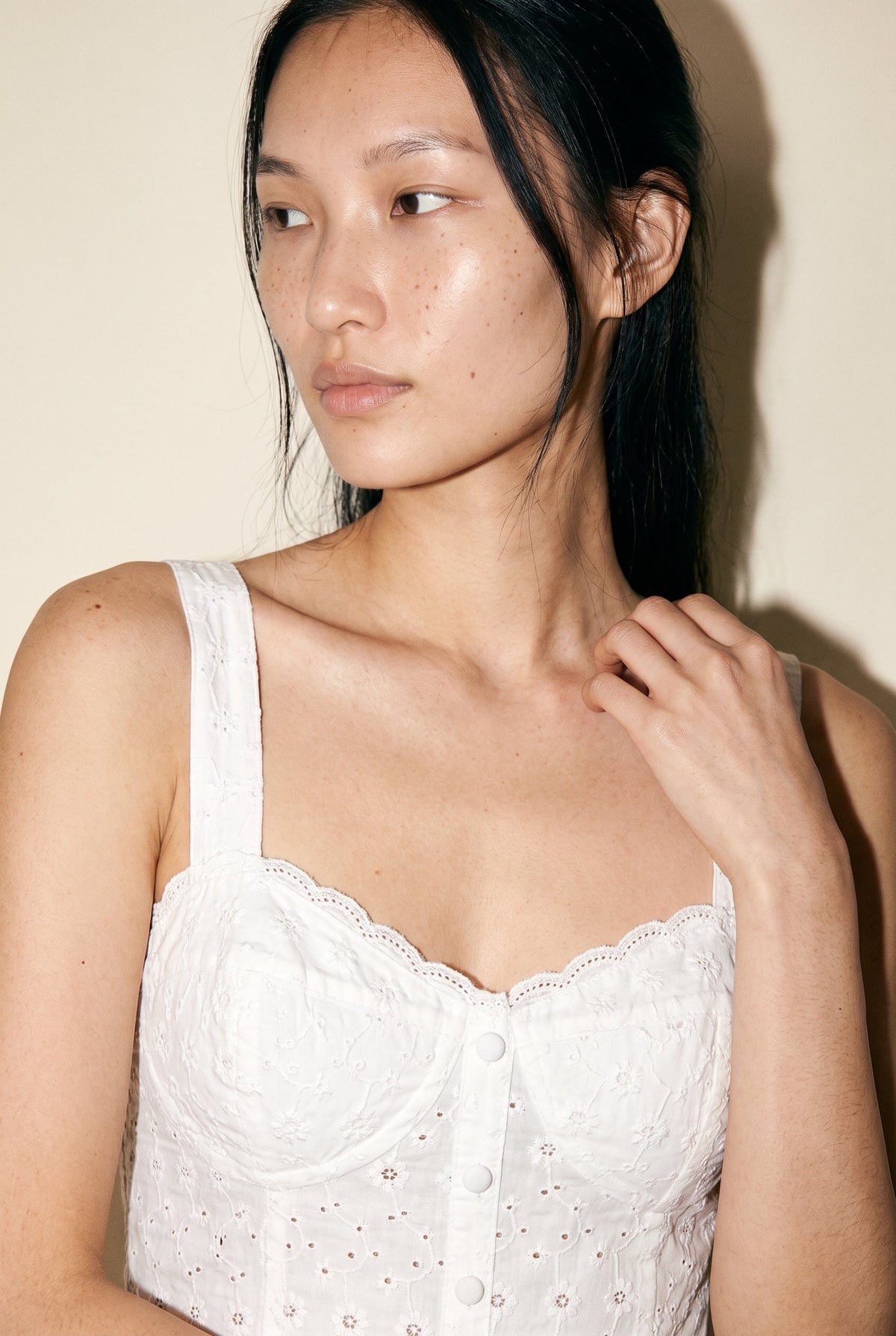 Eyelet Button Down Lace Trim Corset Linen Top White The Workshop