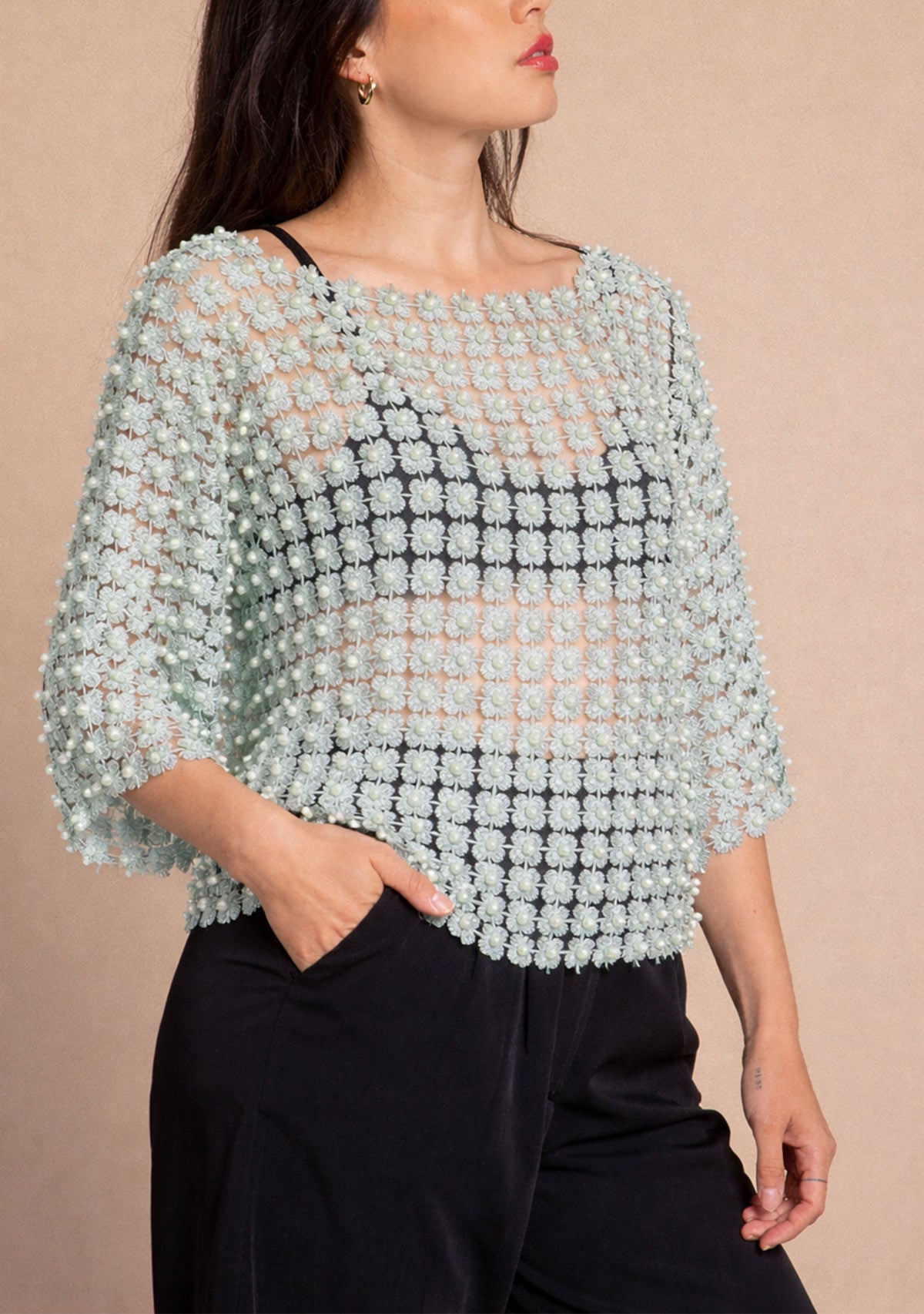 Bead Crochet Top Mint