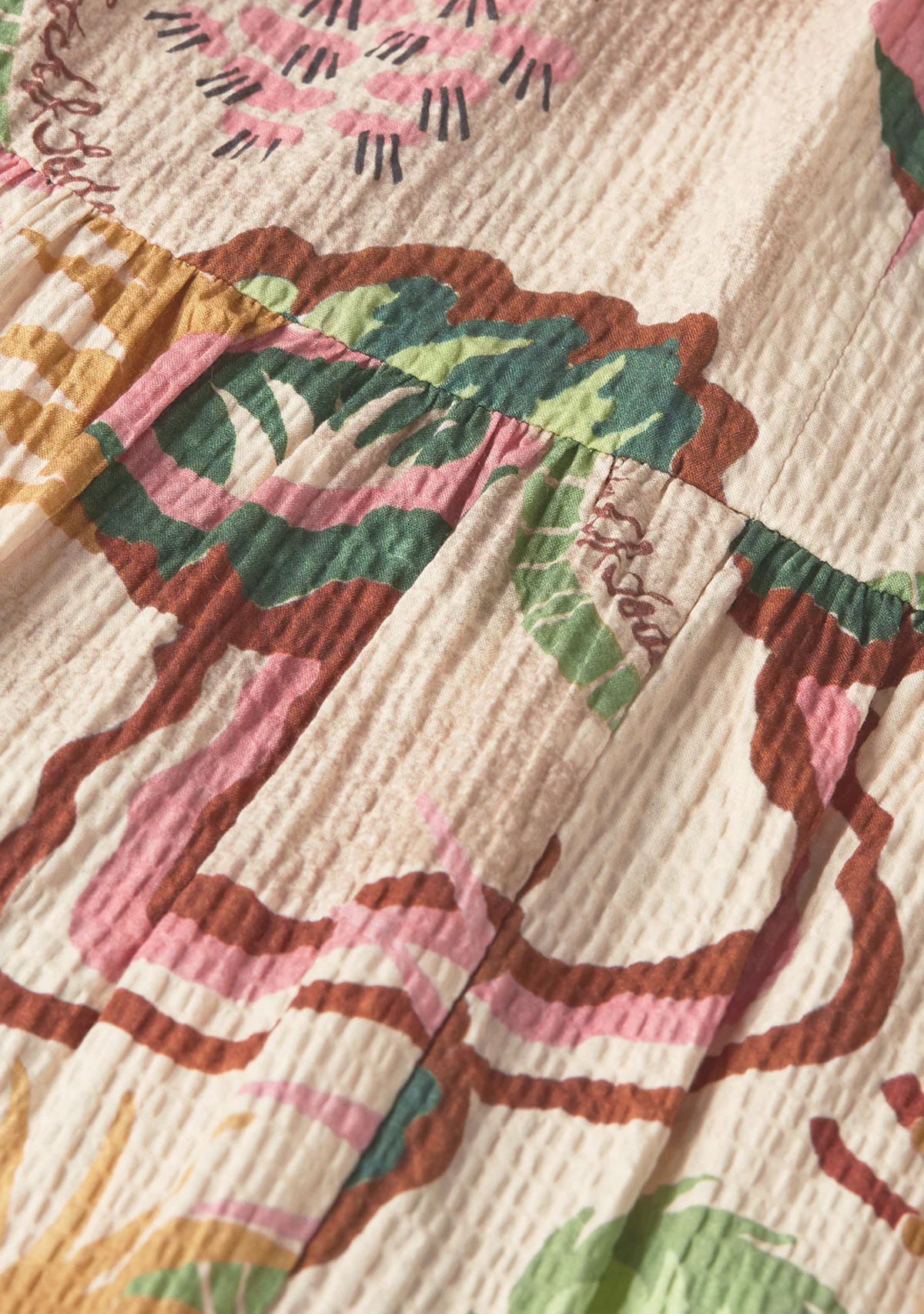 Cotton Seersucker Keyhole Halter Dress Desert Floral Canyon Clay