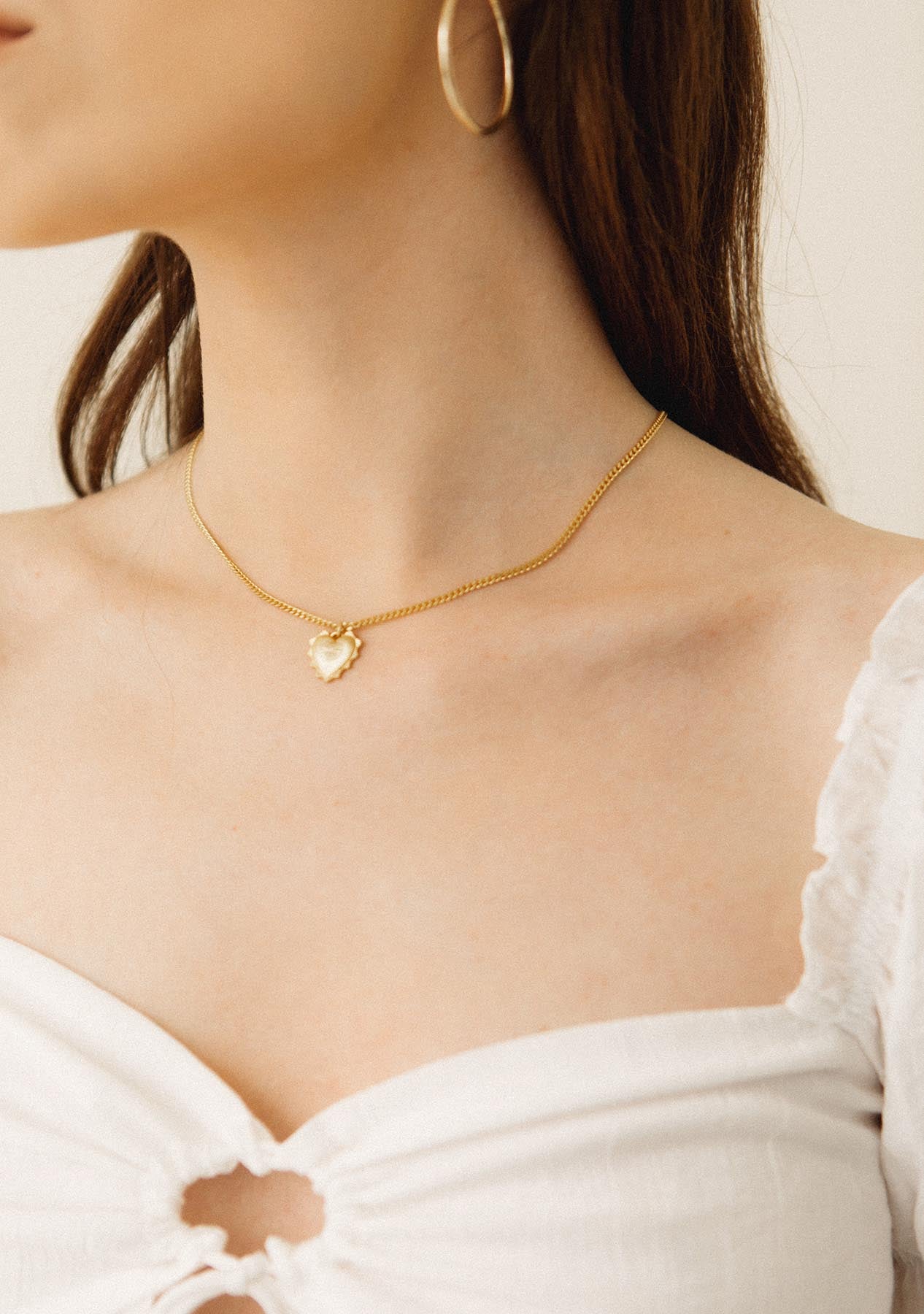 Gold Chain Necklace w Heart