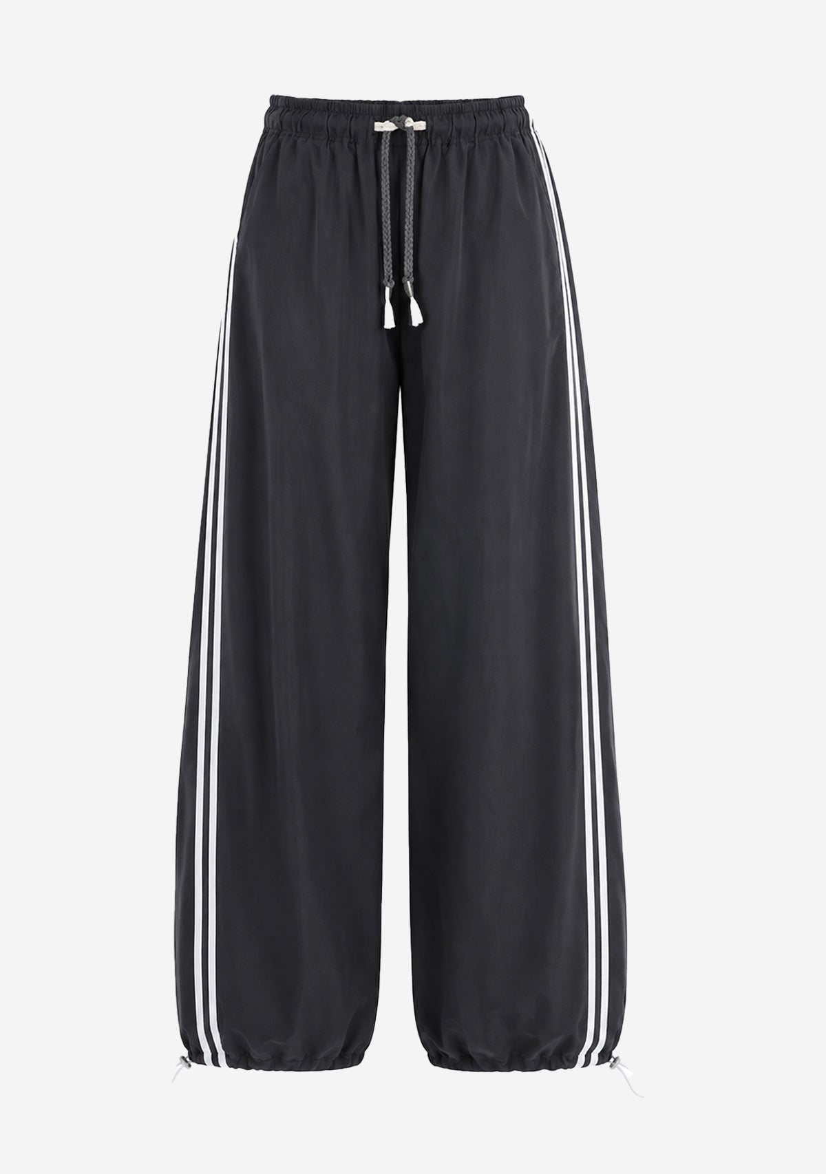Wide Leg Stripe Pants Black