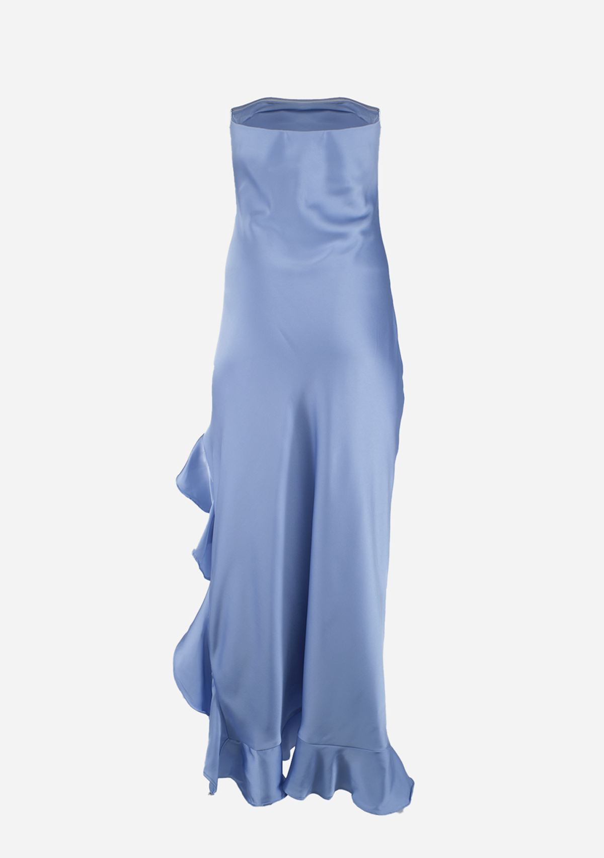 Going Out Strapless Ruffled Slit Maxi Dress Blue Jasper