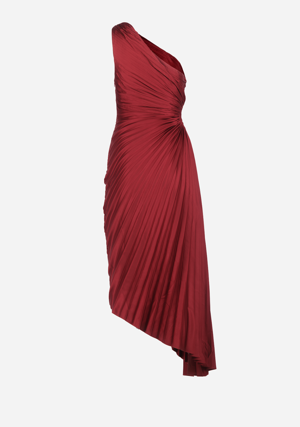 Olympia Asymmetrical Pleated Maxi Dress Merlot