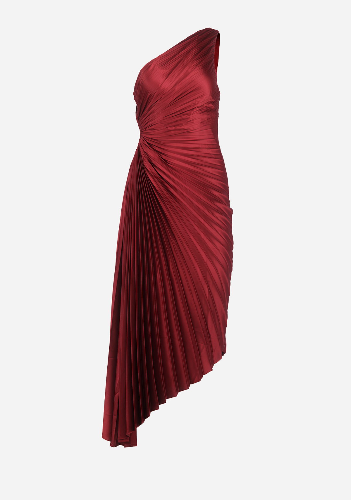 Olympia Asymmetrical Pleated Maxi Dress Merlot