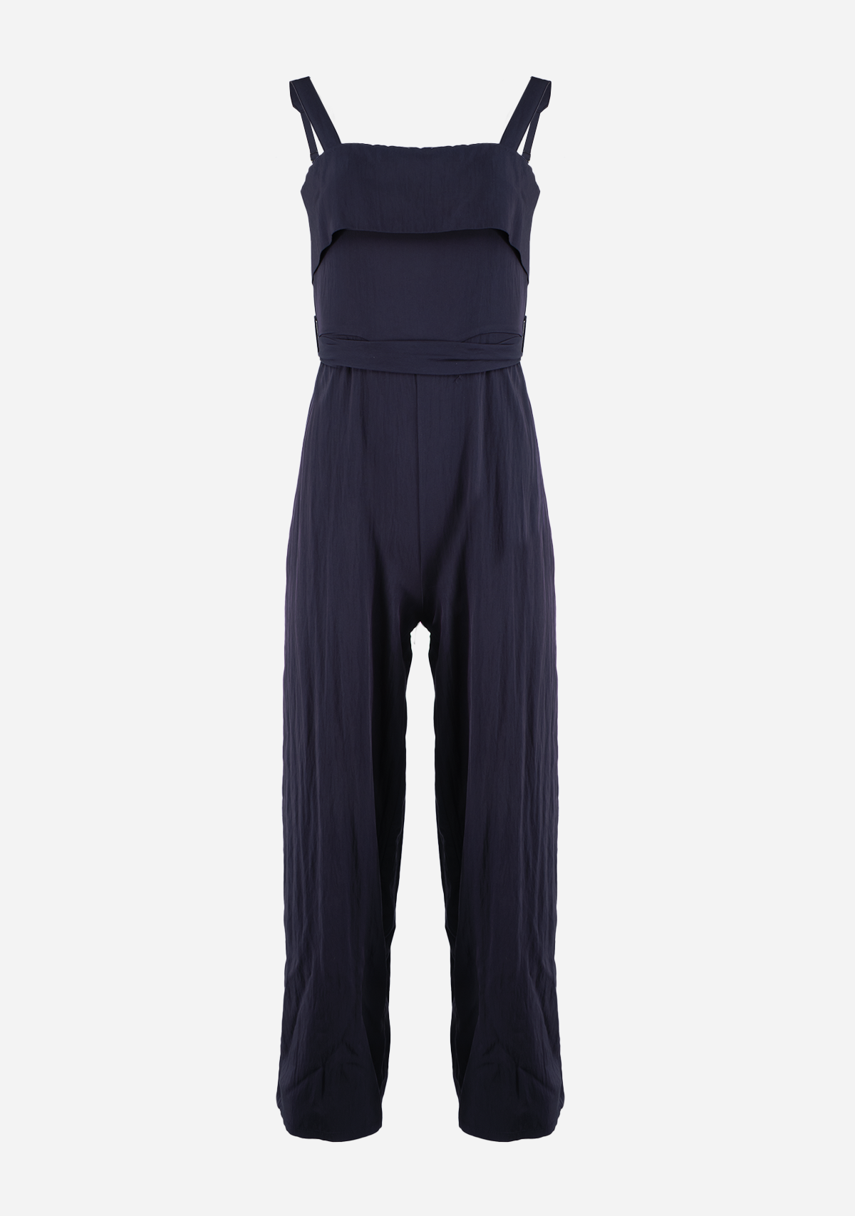 Belted Wide-Leg Jumpsuit Navy