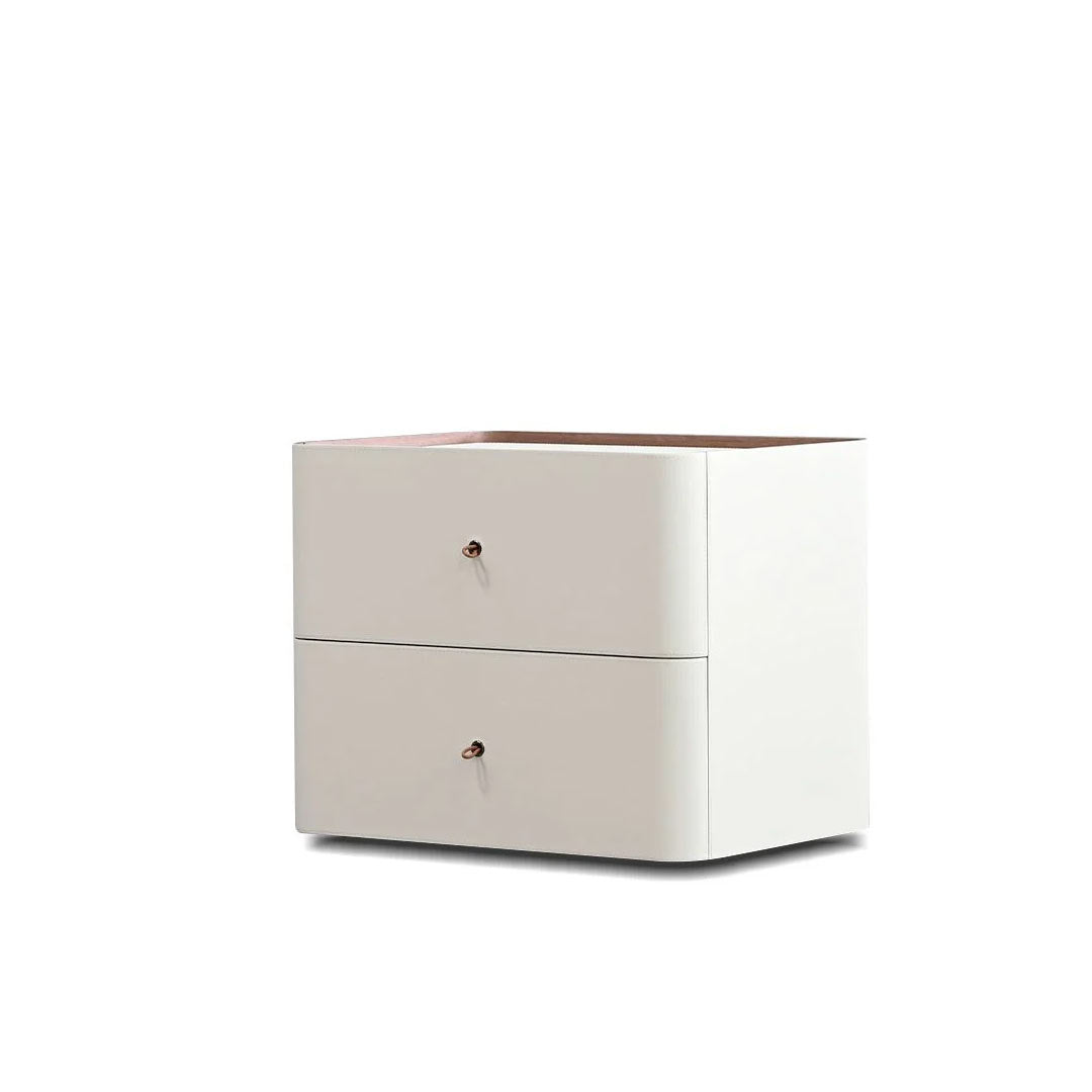 SUMU    2-Drawer Side Table  Cream Leather