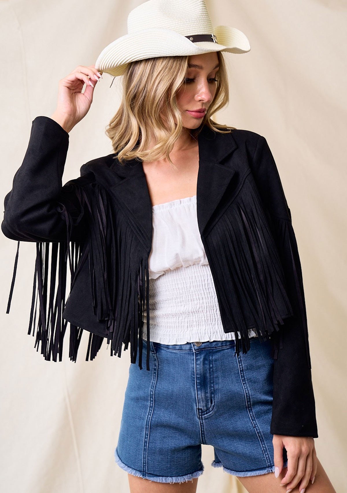 Fringe Suedette Moto Jacket