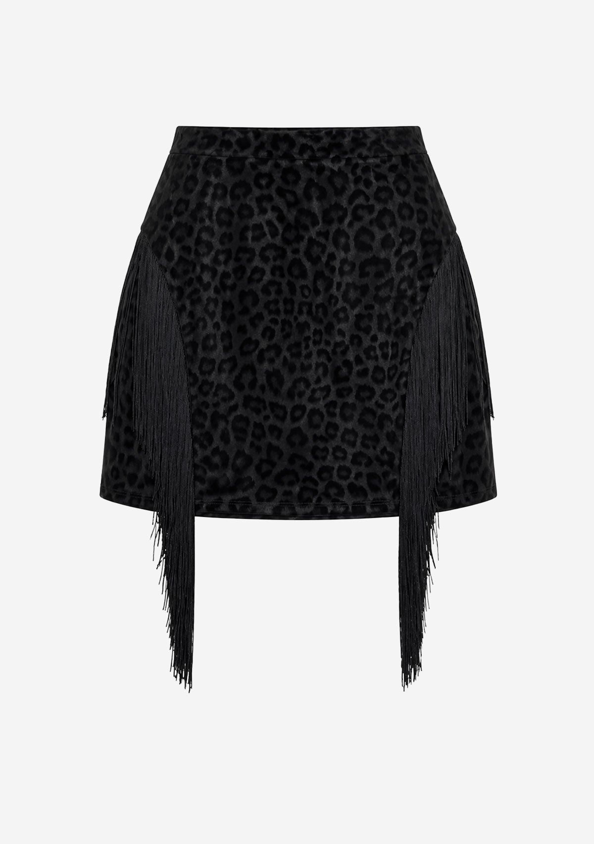 Side Fringe Mini Skirt Black
