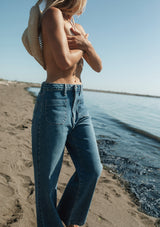 Patch Pocket Wide Leg Denim