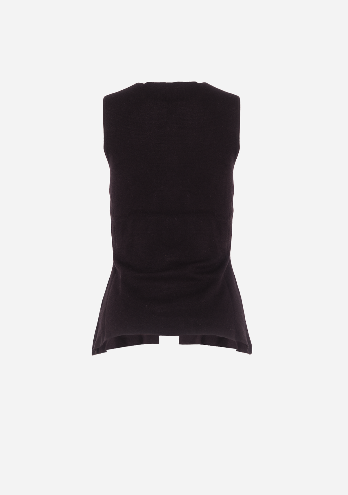 V-neck Big Button Slit Knit Sweater Vest Top Black