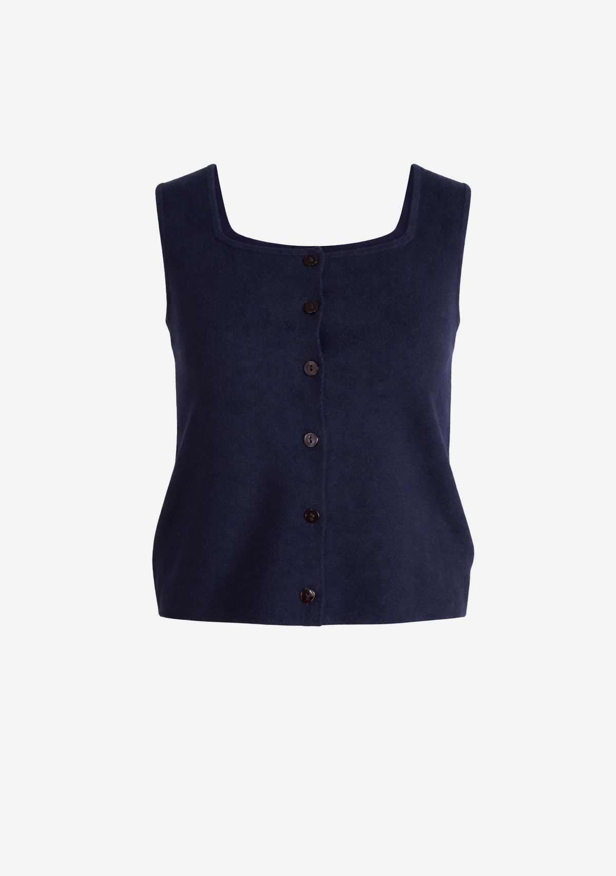 Sleeveless Button Front Knit Top Navy