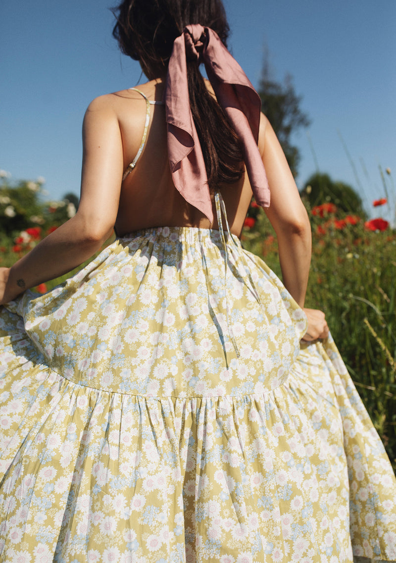 Sleeveless Backless Tiered Midi Dress