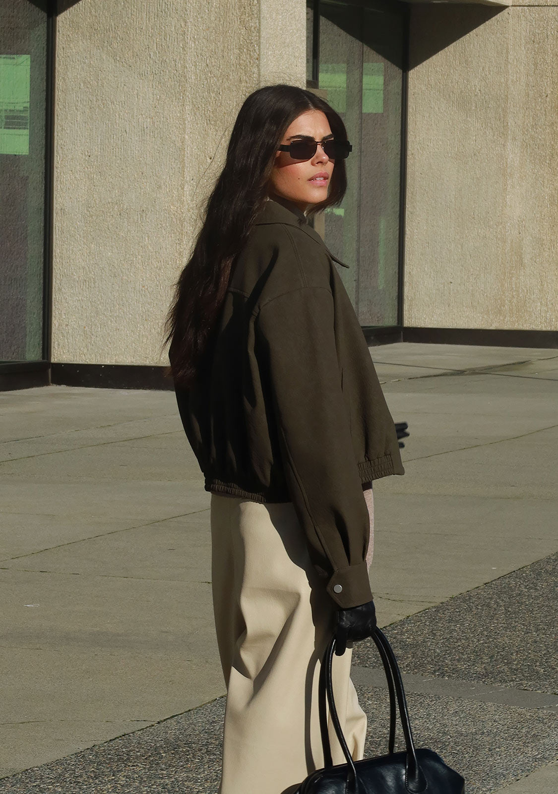 Zip-Up Bomber Jacket Olive/Green