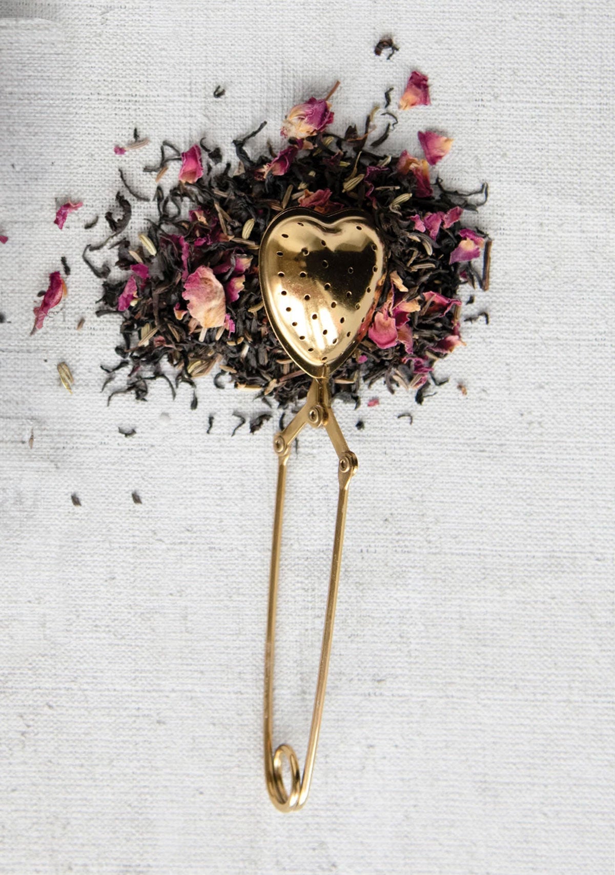 6"L Stainless Steel Heart Tea Strainer