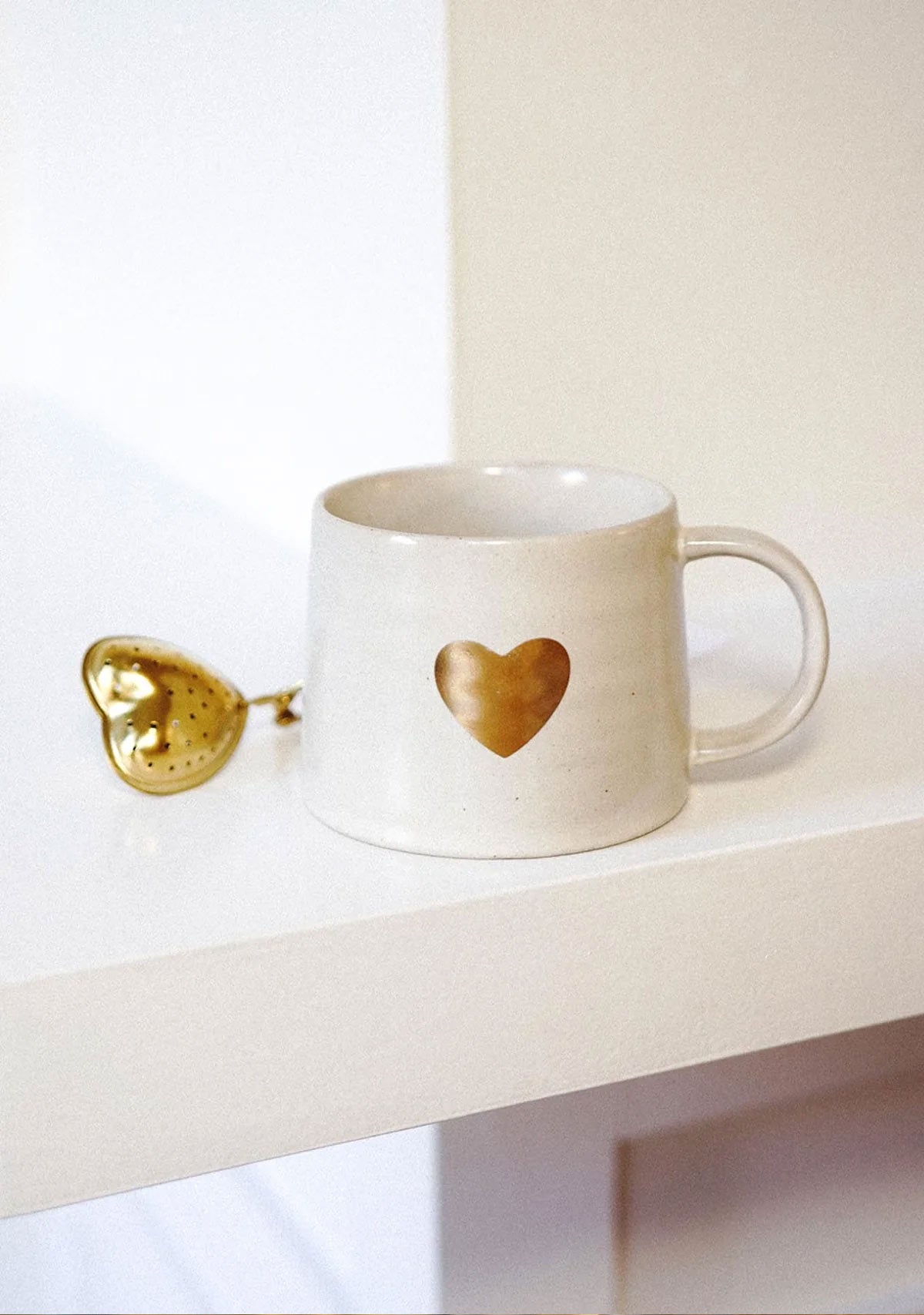 6"L Stainless Steel Heart Tea Strainer