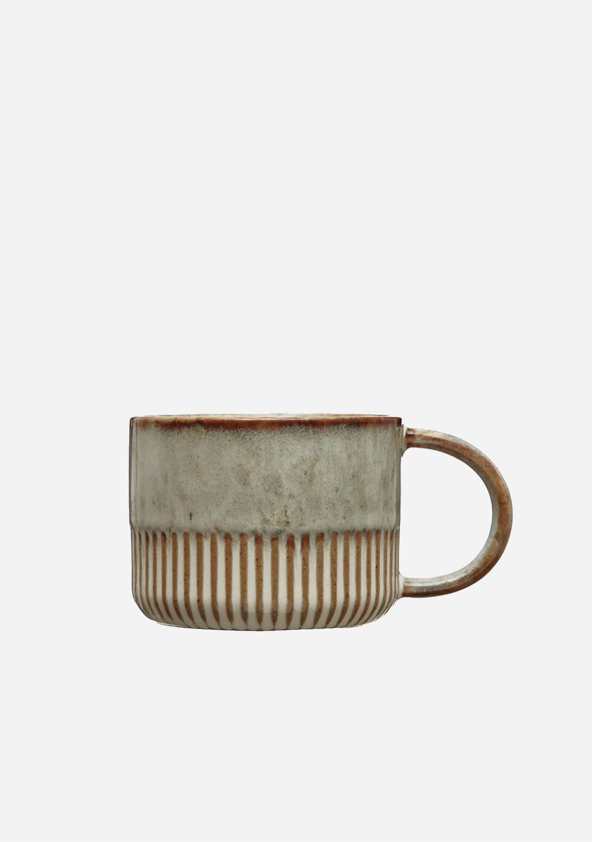 14 Oz. Stoneware Mug With Crimped Bottom, Reactive Glaze