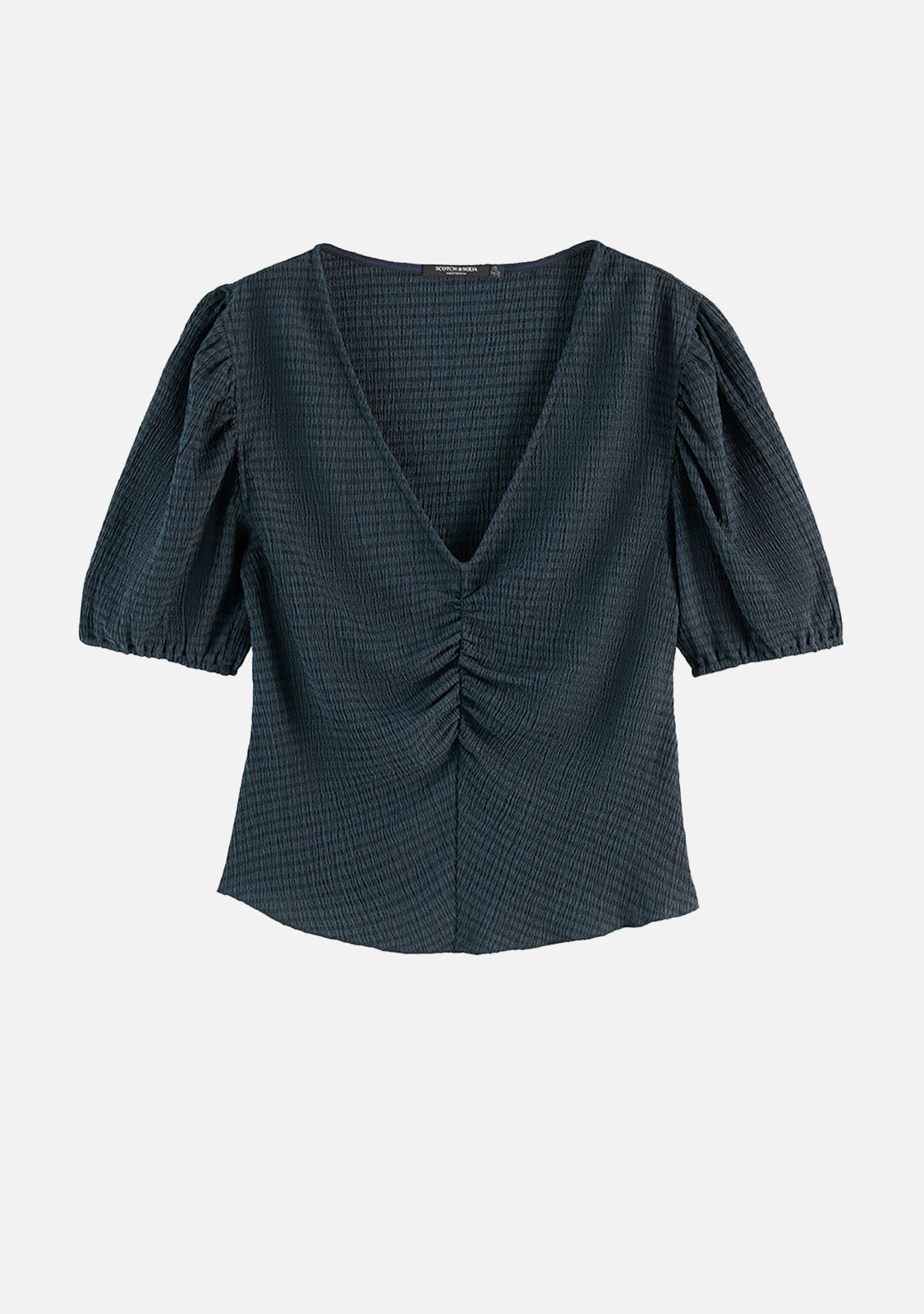 Structured V-Neck Top Carbon