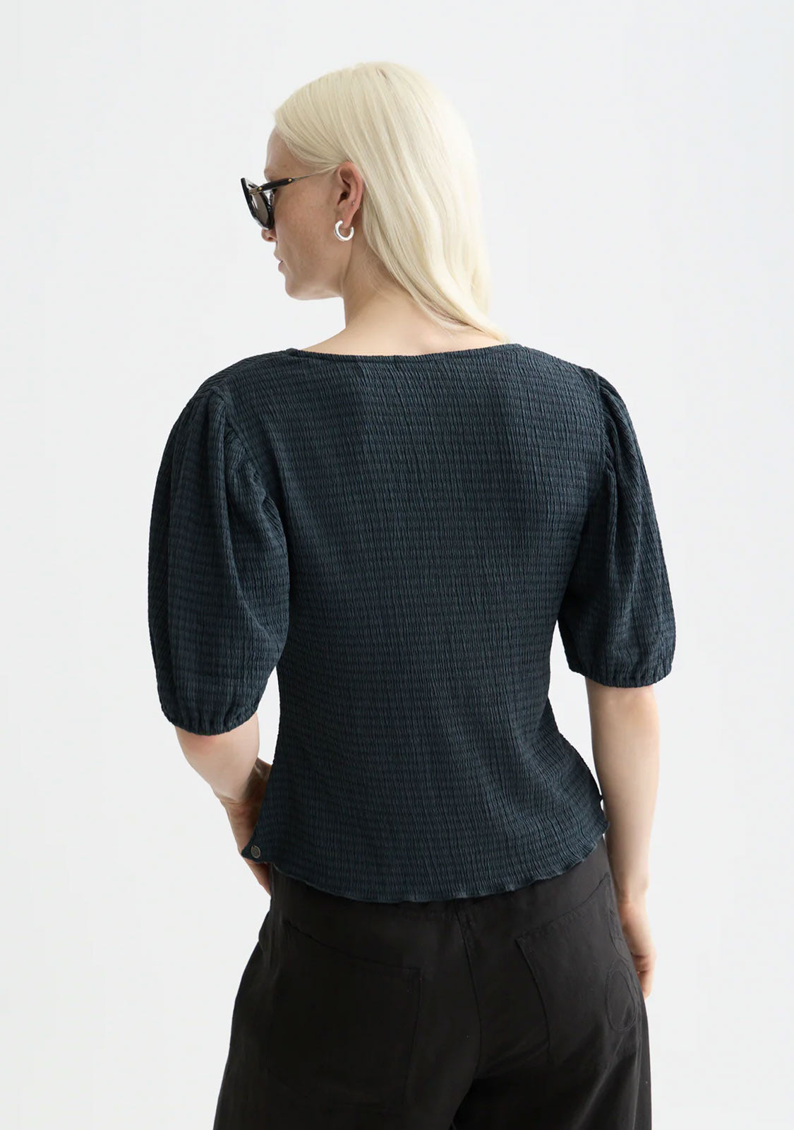 Structured V-Neck Top Carbon